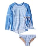 Toobydoo - Blue White Stripe Bikini Rashguard Set