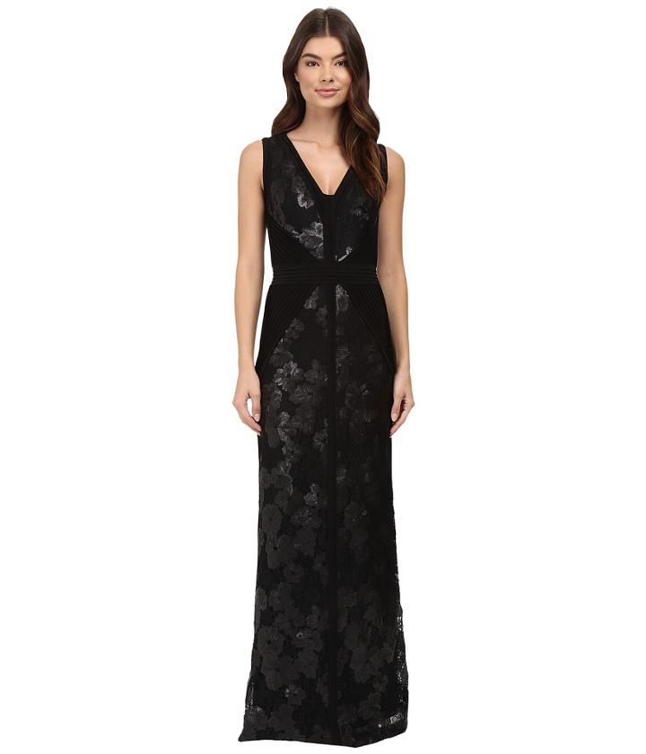 Calvin Klein - V-neck Jersey Sequin Gown Cd6b1x7e