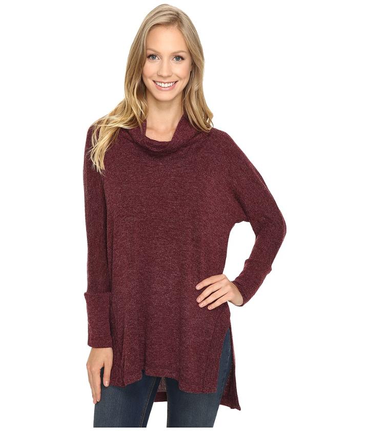 Mod-o-doc - Luxe Heather Sweater Slouchy Funnel Neck Pullover
