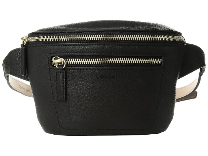 Calvin Klein - Pebble Leather Belt Bag W/ Front Zip Pocket