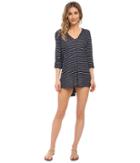 Nautica - Classic Stripe Hooded Long Sleeve Tunic Cover-up Na30706