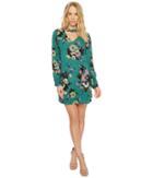 American Rose - Zoey Long Sleeve V-neck Floral Dress