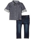 Hudson Kids - Two-piece Striped French Terry Shirt Indigo Kni Denim Pants