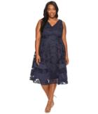 Adrianna Papell - Plus Size Burnout Fit And Flare Dress