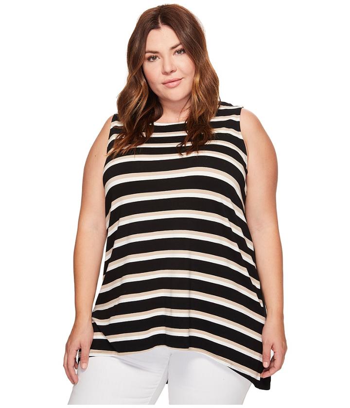 Vince Camuto Specialty Size - Plus Size Sleeveless Desert Stripe High-low Hem Top
