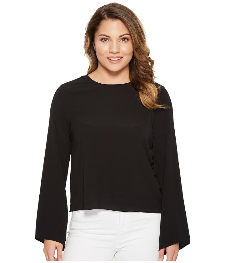 Vince Camuto Specialty Size - Petite Bell Sleeve Side Drawstring Soft Texture Blouse