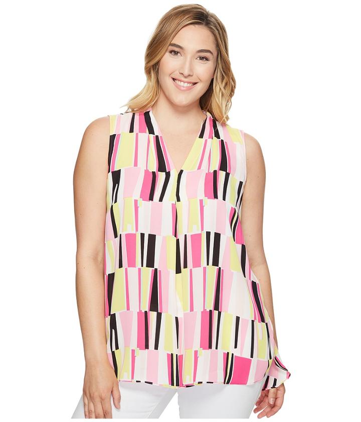 Vince Camuto Specialty Size - Plus Size Sleeveless Charming Graphic Invert Pleat Blouse