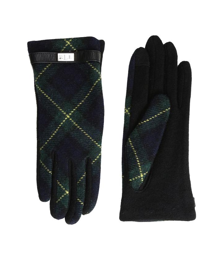 Lauren Ralph Lauren - Tartan Pattern Metal Logo Touch Gloves