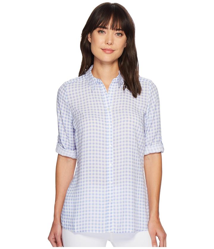 Fdj French Dressing Jeans - Gingham Print Tab Up Sleeve Tunic