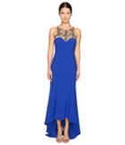 Marchesa Notte - Stretch Crepe High-low Gown With Beaded Bodice