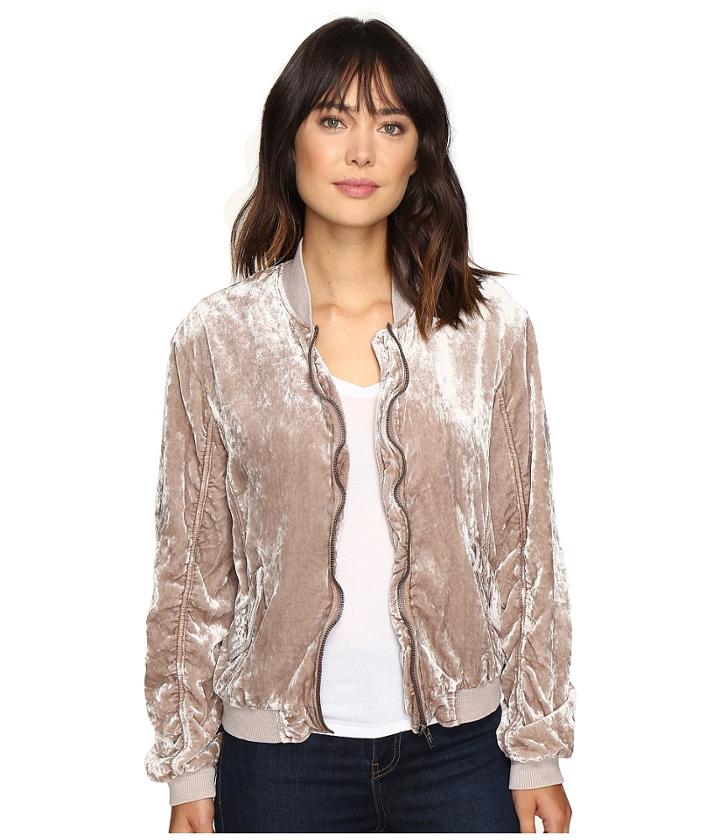 Free People - Ruched Velvet Bomber Jacket