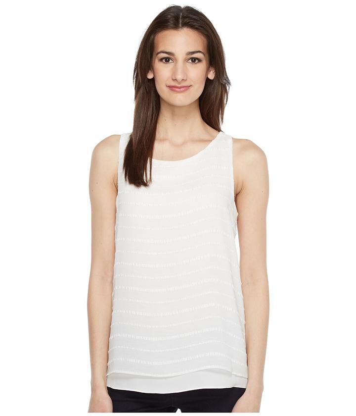 Vince Camuto - Sleeveless Sheer Embroidered Stripe Blouse
