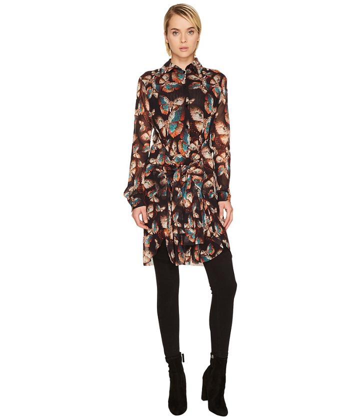 Fuzzi - Butterfly Long Sleeve Button Up Tulle Top