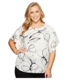 Vince Camuto Specialty Size - Plus Size Tiered Ruffle Sleeve Fresco Petals Blouse