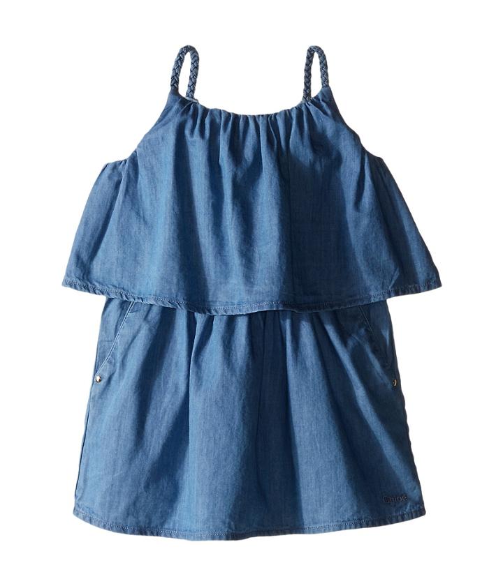 Chloe Kids - Light Denim Style Dress With Braided Straps