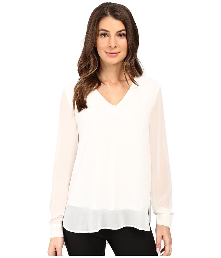 Calvin Klein - Solid High-low V-neck Top