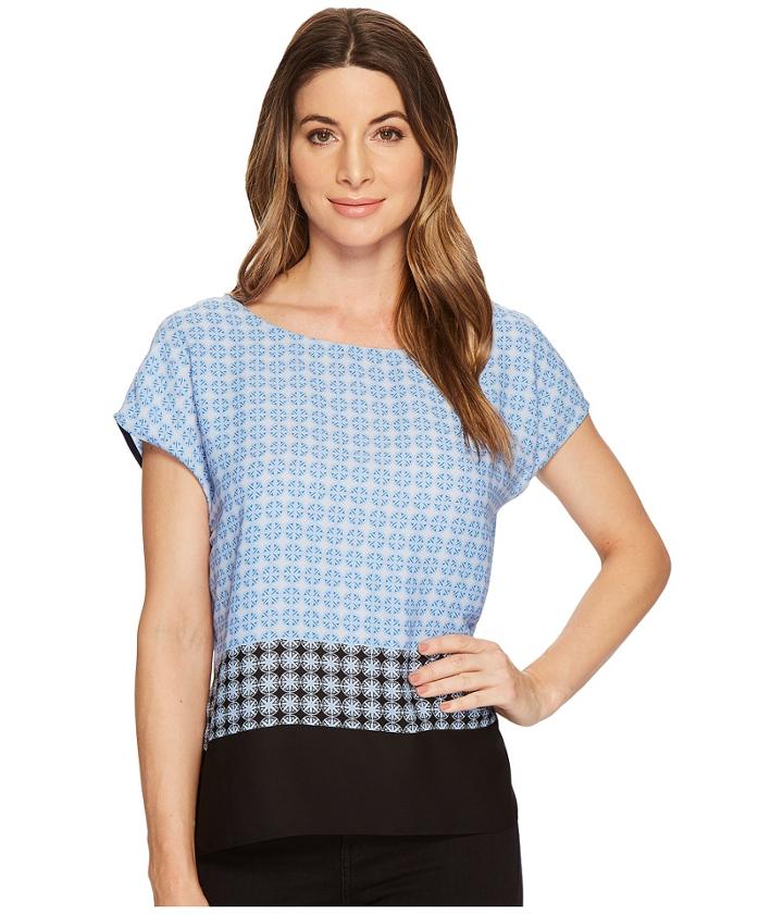Vince Camuto - Veranda Tile Print Extend Shoulder Blouse