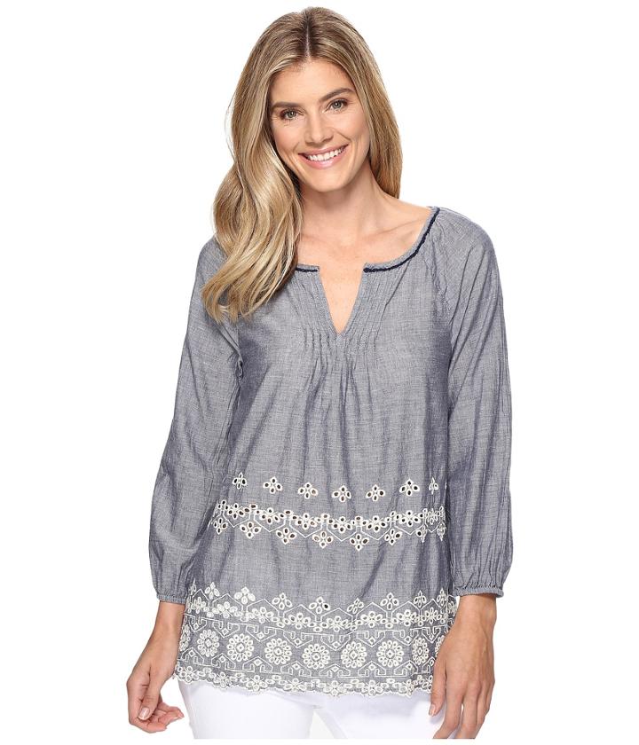 Dylan By True Grit - Pintuck Penny Lane Eyelet Blouse
