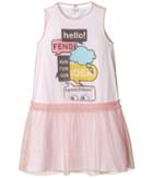 Fendi Kids - Text Message Graphic Dress W/ Tulle Overlay