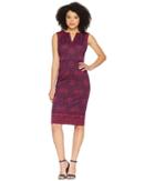 Maggy London - Indonesian Star Printed Scuba Split-neck Sheath