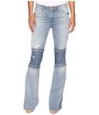 Hudson - Custom Mia Five-pocket Mid-rise Flare Raw Hem In Royal Delta