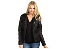 Cole Haan - Washed Lambskin Motorcycle Jacket W/ Knit Collar (black) - Apparel