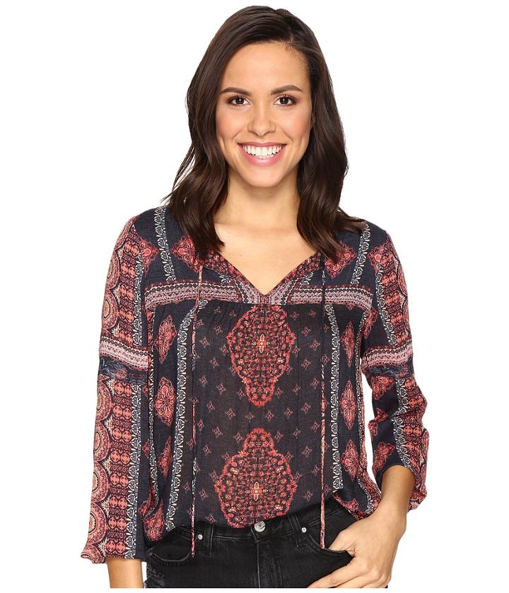Lucky Brand - Border Print Peasant Top