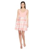 Aidan Mattox - Scoop Neck Shadow Stripe Dress