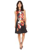 Maggy London - Hot House Flower Print Faille Fit Flare Dress