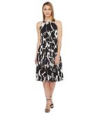 Vince Camuto - Cut Out Floral Pleated Belted Halter Dress