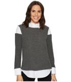 Vince Camuto - Long Sleeve Mix Media Brushed Jersey Top