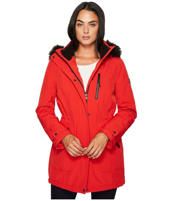 Calvin Klein - Softshell With Sherpa Lining And Detachable Fur Trimmed Hood