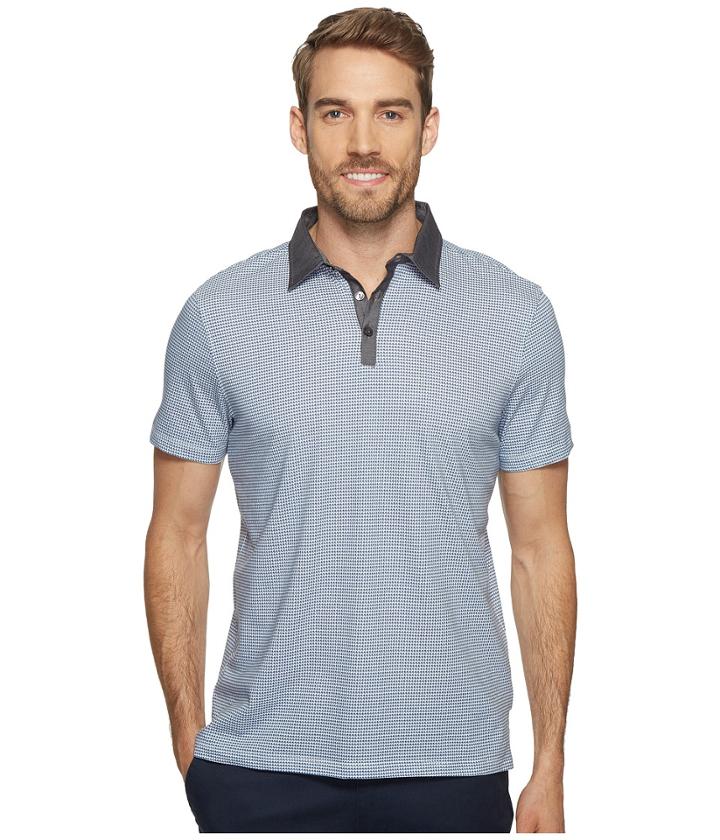 Calvin Klein - Short Sleeve Micro Printed Knit Jersey Polo Shirt