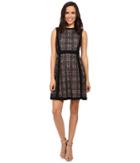 Adrianna Papell - Medallion Geo Lace Blocked Fit And Flare Dress