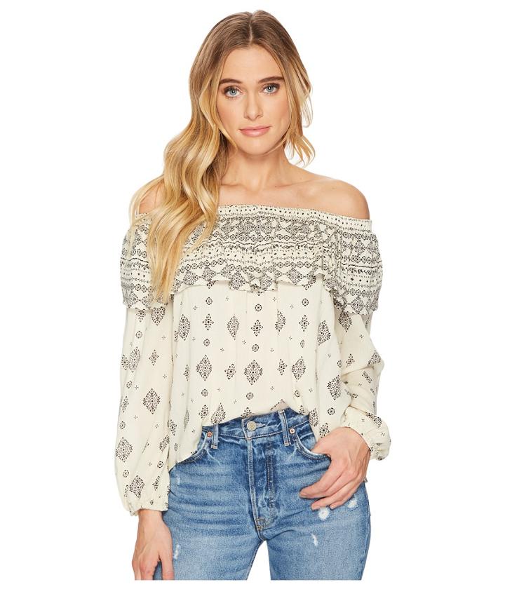 Jack By Bb Dakota - Bernadine Mixed Print Crinkle Viscose Off Shoulder Top
