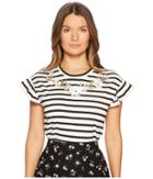 Kate Spade New York - Embroidered Ruffle T-shirt
