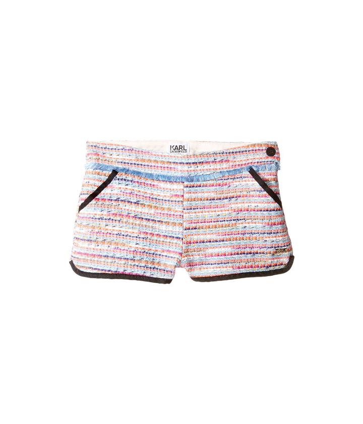 Karl Lagerfeld Kids - Tweed Shorts W/ Fringe Contrast Black Trim