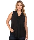 Vince Camuto Plus - Plus Size Sleeveless High-low Hem V-neck Top With Woven Scarf