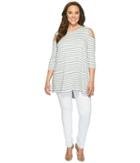 Vince Camuto Specialty Size - Plus Size 3/4 Sleeve Cold-shoulder Candid Stripe Top