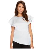 Ivanka Trump - Ruffle Cap Sleeve Woven Asymmetrical Hem Blouse