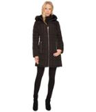 Calvin Klein - Puffer Mid-length With Knit Side Detachable Fur Trimmed Hood