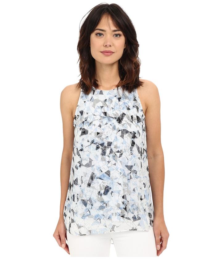 Vince Camuto - Sleeveless Broken Prism Mix Media Blouse