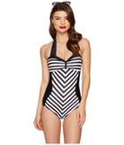 Unique Vintage - Mrs. Bogart One-piece Chevron Swimsuit