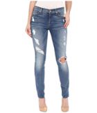 7 For All Mankind - The Skinny W/ Contrast Squiggle Destroy In Stretch Blue Orchid 2