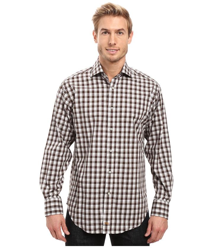 Thomas Dean &amp; Co. - Long Sleeve Woven Shadow Check