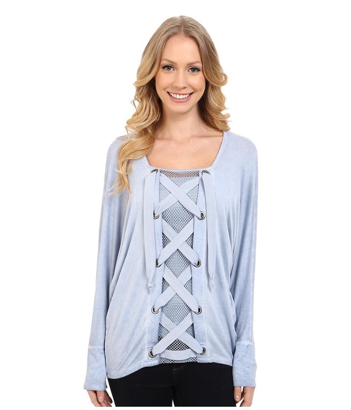 Miraclebody Jeans - Lydia Lace-up Front Top W/ Body-shaping Inner Shell