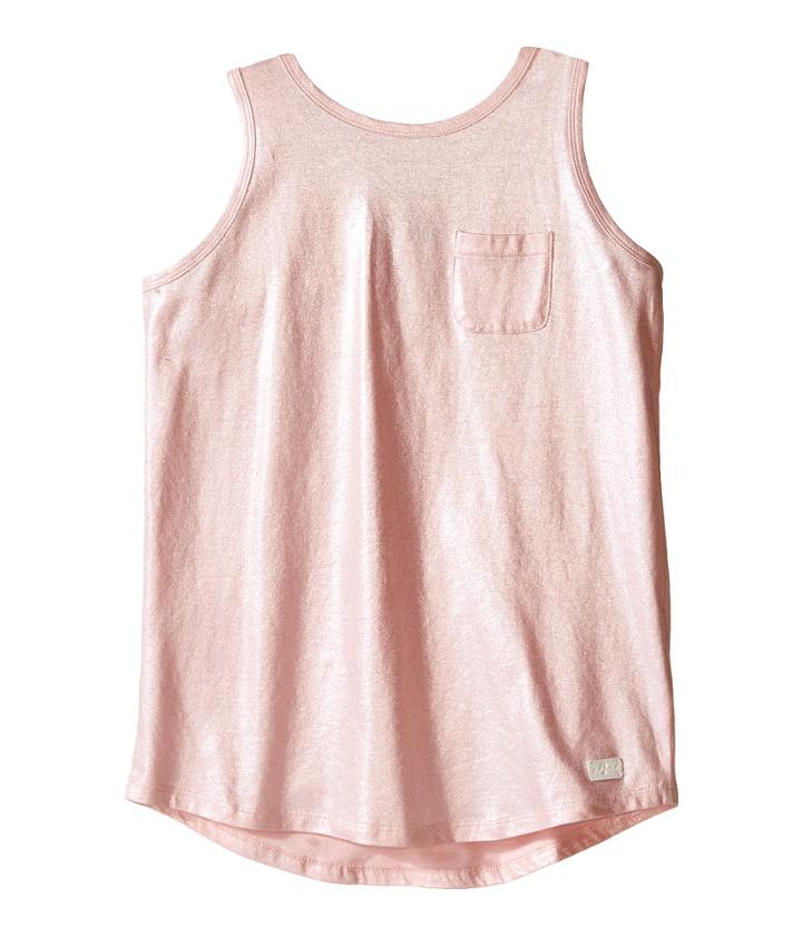 7 For All Mankind Kids - Metallic Slub Jersey Henley Crisscross Back Tank Top