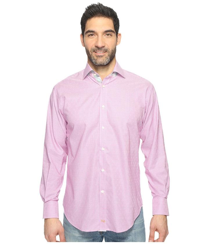 Thomas Dean &amp; Co. - Long Sleeve Poplin Check Sport Shirt