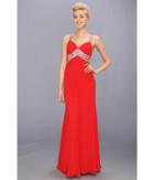 Faviana - V-neck Chiffon Cutout Gown 7118