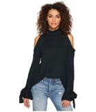 J.o.a. - Cold Shoulder Tie Sleeve Sweater